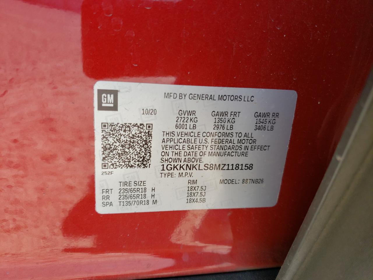 Photo 10 from auction – 2021 GMC ACADIA SLE with VIN 1GKKNKLS8MZ118158