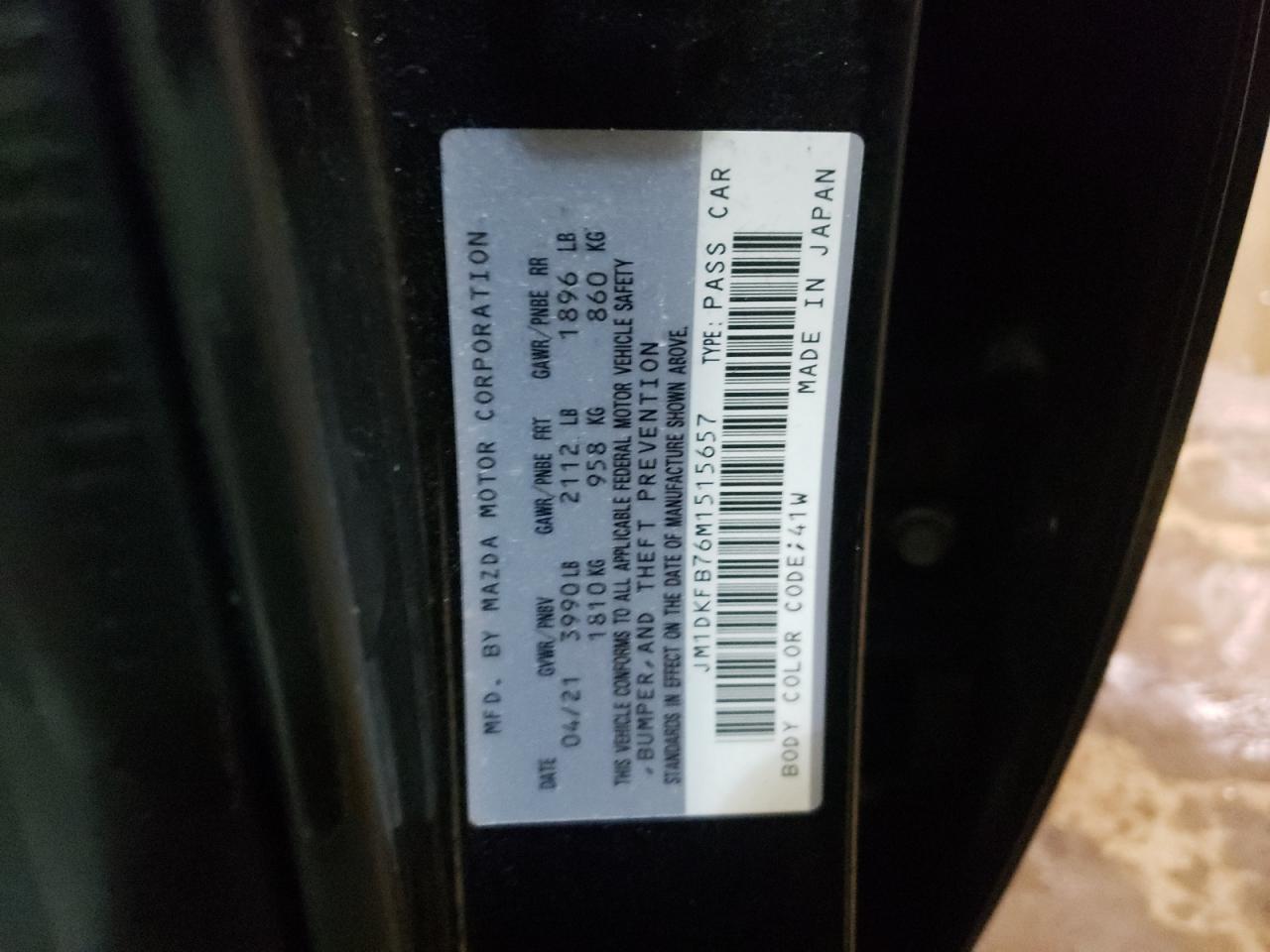 Photo 10 from auction – 2021 MAZDA CX-3 SPORT with VIN JM1DKFB76M1515657