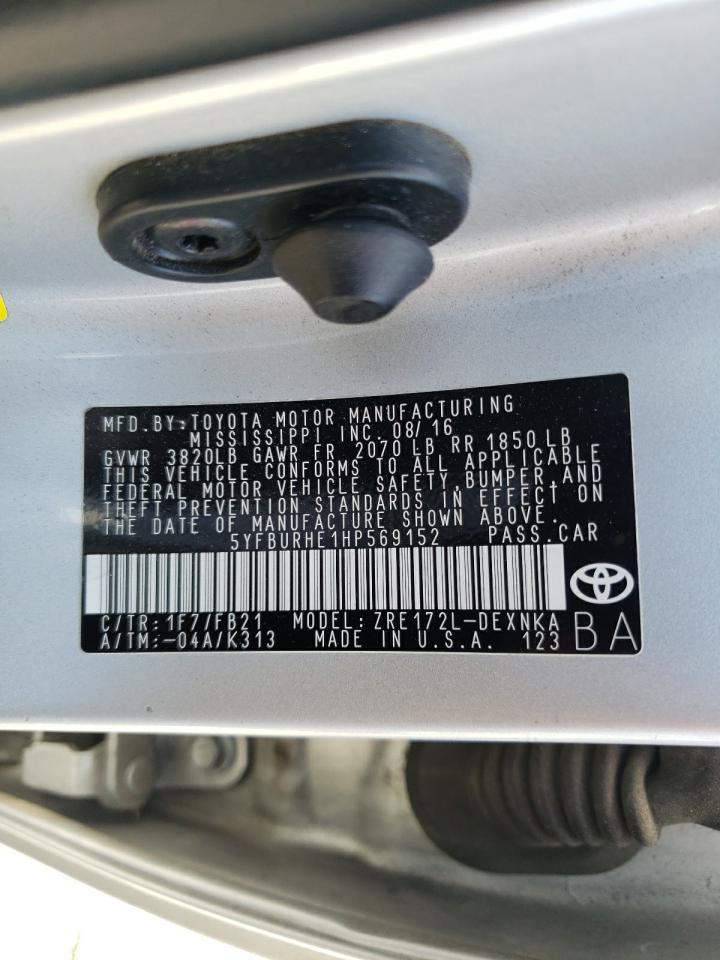 Photo 10 from auction – 2017 TOYOTA COROLLA L with VIN 5YFBURHE1HP569152