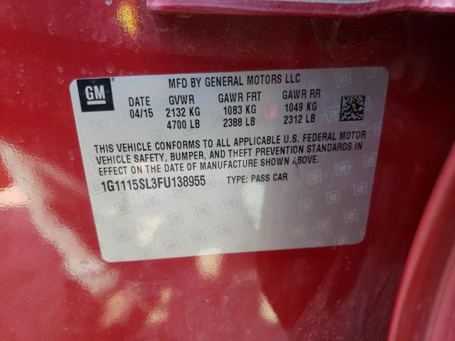 Photo 10 from auction – 2015 CHEVROLET IMPALA LT with VIN 1G1115SL3FU138955