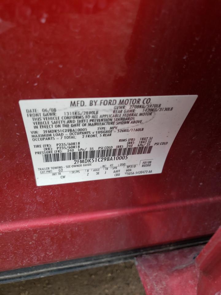 Photo 10 from auction – 2009 FORD FLEX SE with VIN 2FMDK51C29BA10005