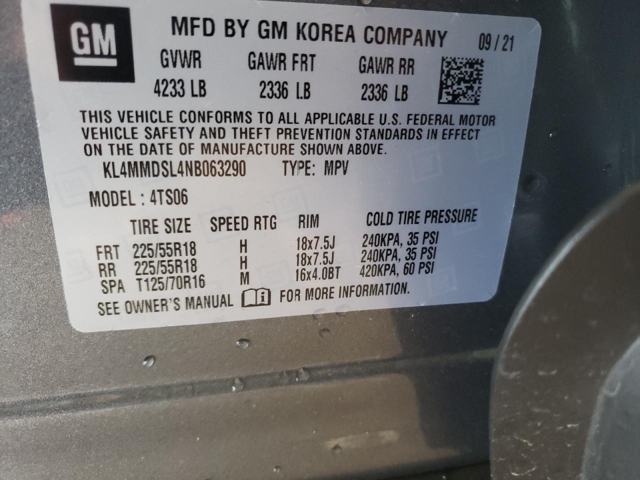 Photo 10 from auction – 2022 BUICK ENCORE GX with VIN KL4MMDSL4NB063290
