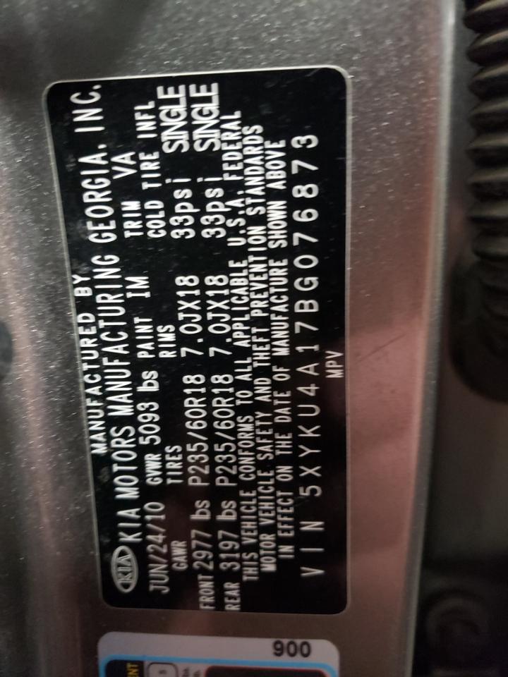 Photo 10 from auction – 2011 KIA SORENTO EX with VIN 5XYKU4A17BG076873