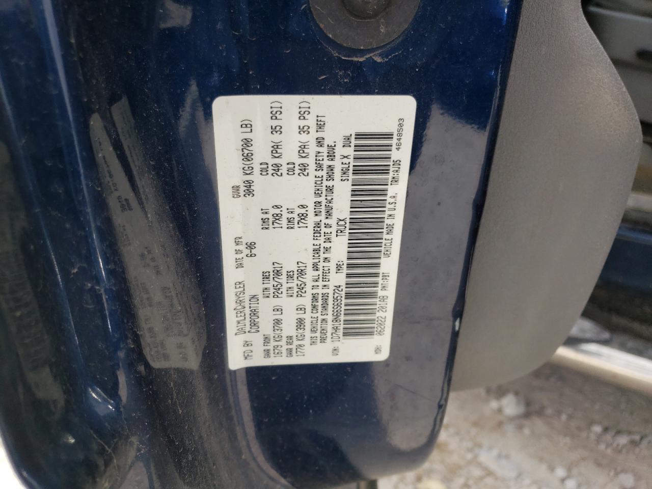 Photo 10 from auction – 2006 DODGE RAM 1500 S with VIN 1D7HA18N66S695724