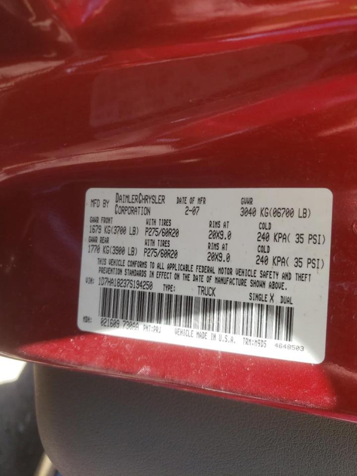 Photo 10 from auction – 2007 DODGE RAM 1500 S with VIN 1D7HA18237S194250