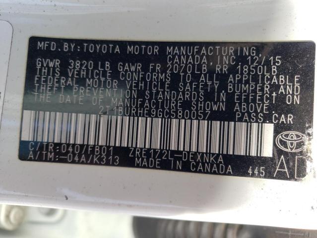 Photo 10 from auction – 2016 TOYOTA COROLLA L with VIN 2T1BURHE9GC580057