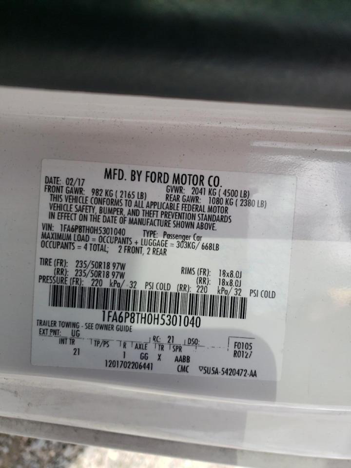 Photo 10 from auction – 2017 FORD MUSTANG with VIN 1FA6P8TH0H5301040