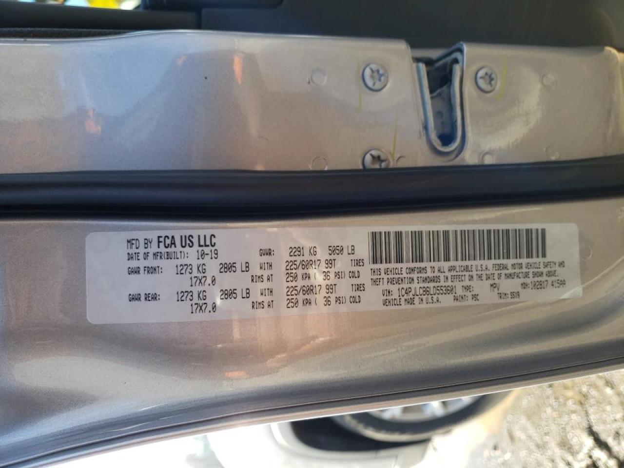 Photo 10 from auction – 2020 JEEP CHEROKEE L with VIN 1C4PJLCB6LD553601