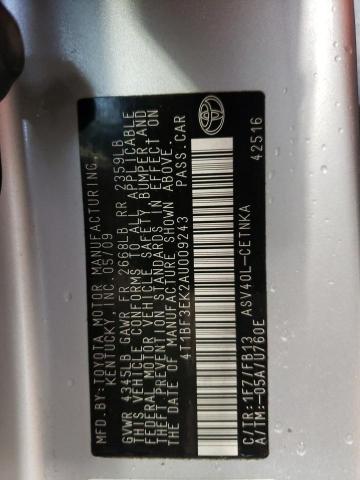 Photo 10 from auction – 2010 TOYOTA CAMRY BASE with VIN 4T1BF3EK2AU009243