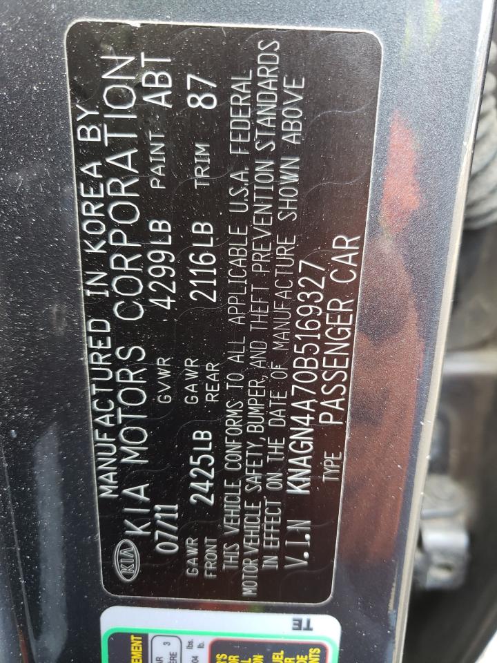 Photo 10 from auction – 2011 KIA OPTIMA EX with VIN KNAGN4A70B5169327