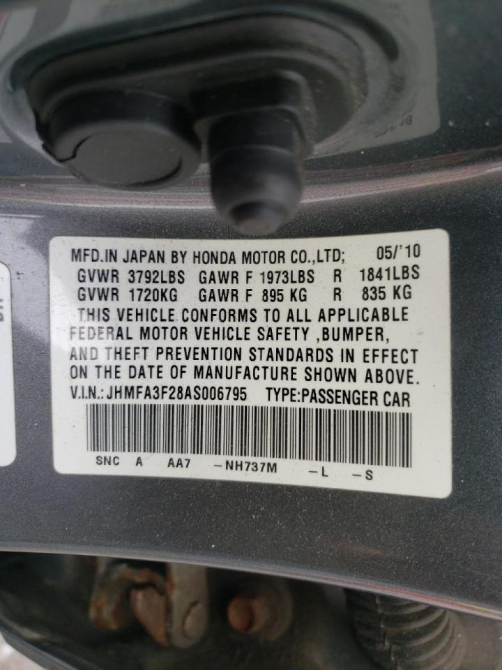 Photo 10 from auction – 2010 HONDA CIVIC HYBR with VIN JHMFA3F28AS006795