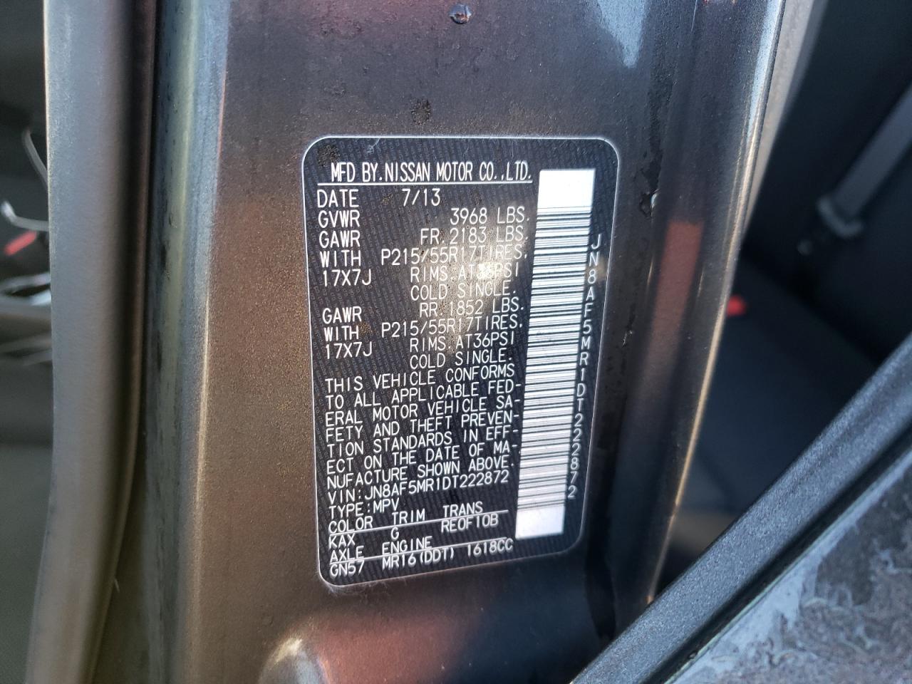 Photo 10 from auction – 2013 NISSAN JUKE S with VIN JN8AF5MR1DT222872