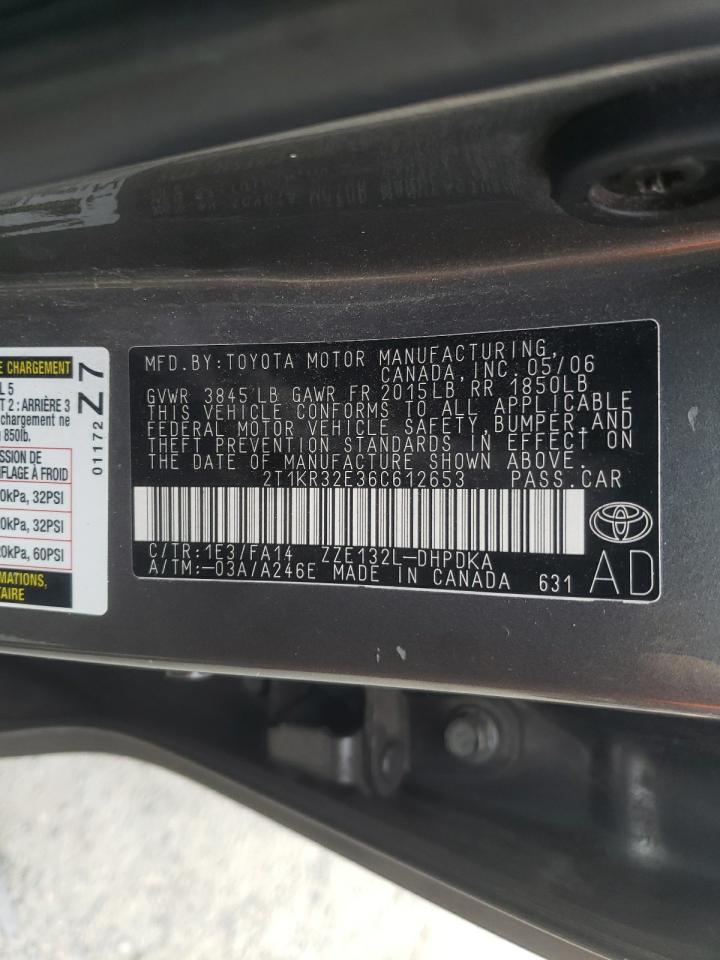 Photo 10 from auction – 2006 TOYOTA MATRIX with VIN 2T1KR32E36C612653
