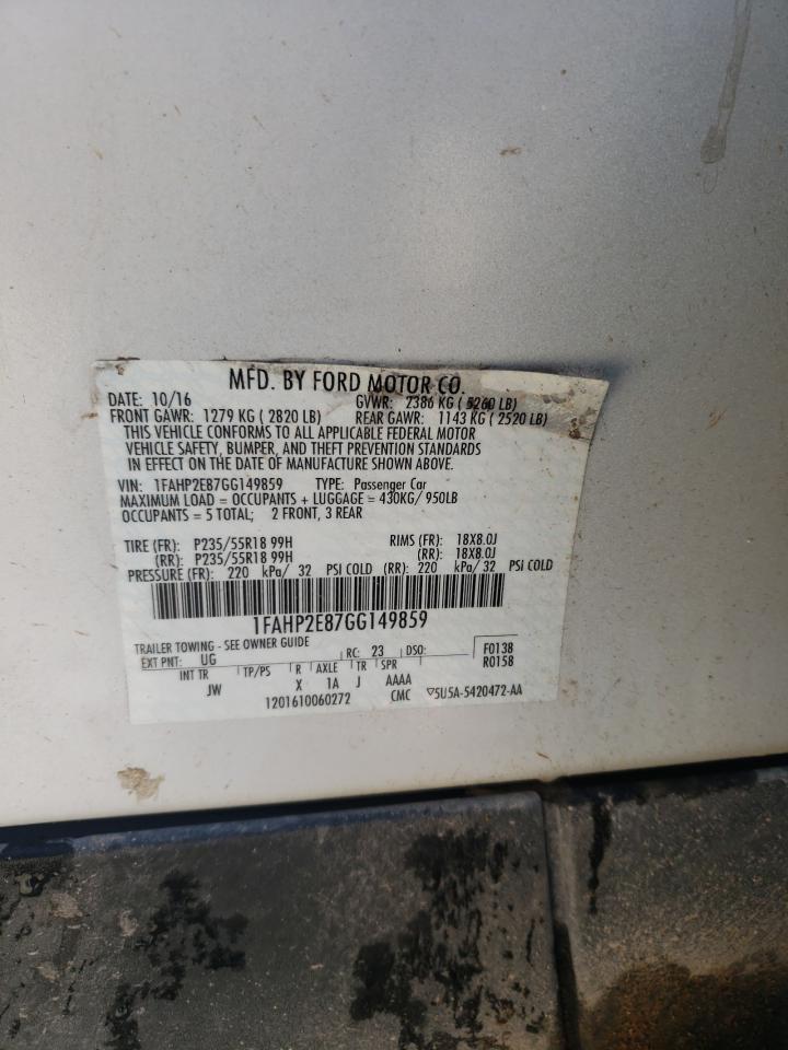 Photo 10 from auction – 2016 FORD TAURUS SEL with VIN 1FAHP2E87GG149859