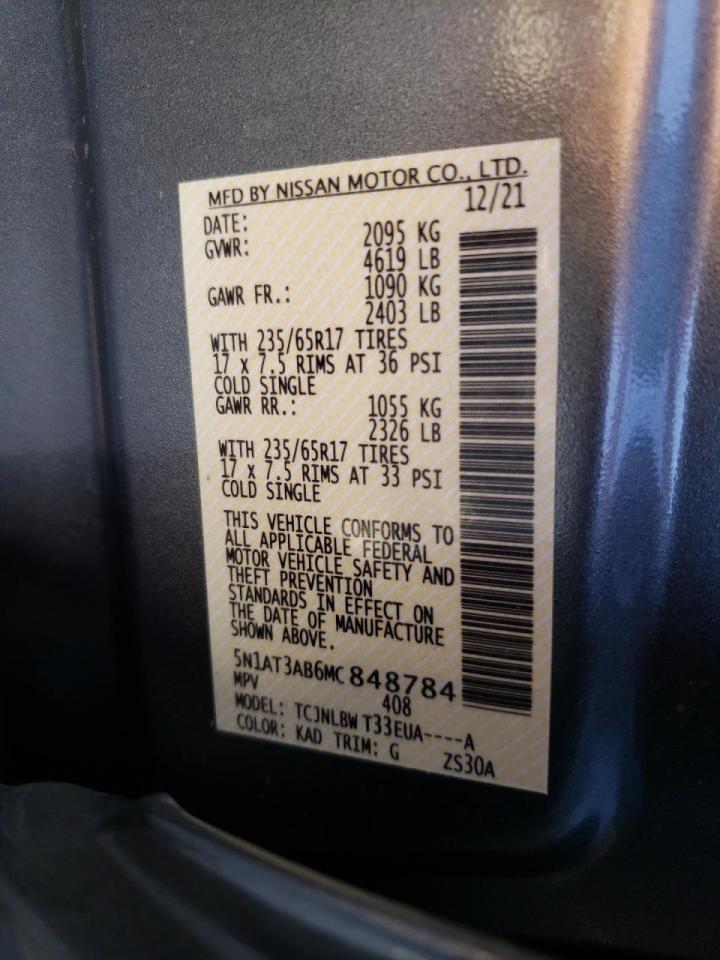 Photo 10 from auction – 2021 NISSAN ROGUE S with VIN 5N1AT3AB6MC848784