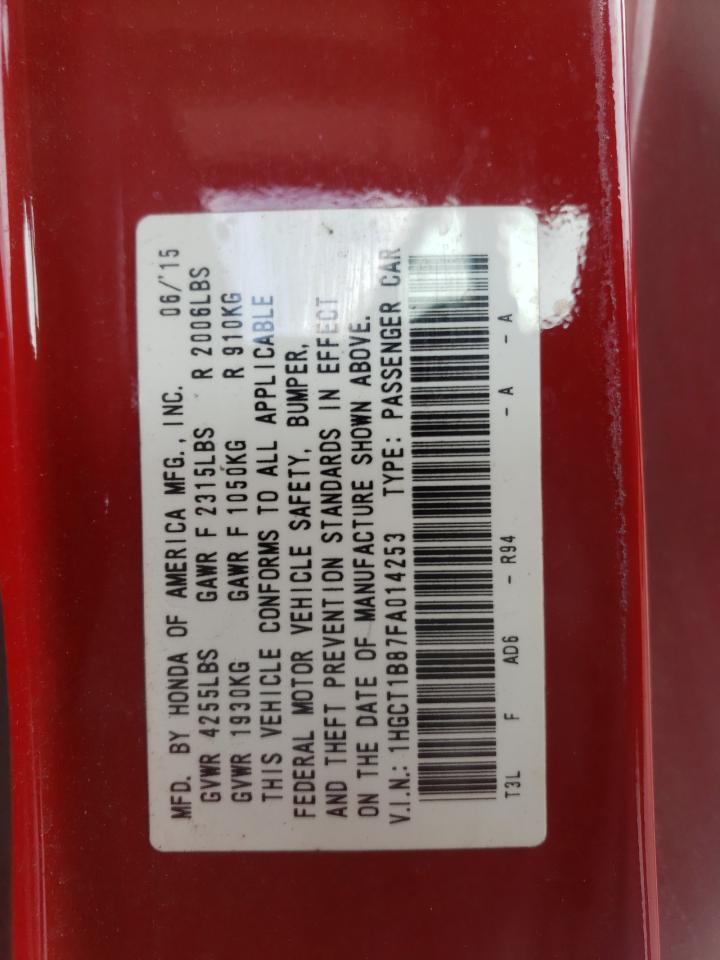 Photo 10 from auction – 2015 HONDA ACCORD EXL with VIN 1HGCT1B87FA014253