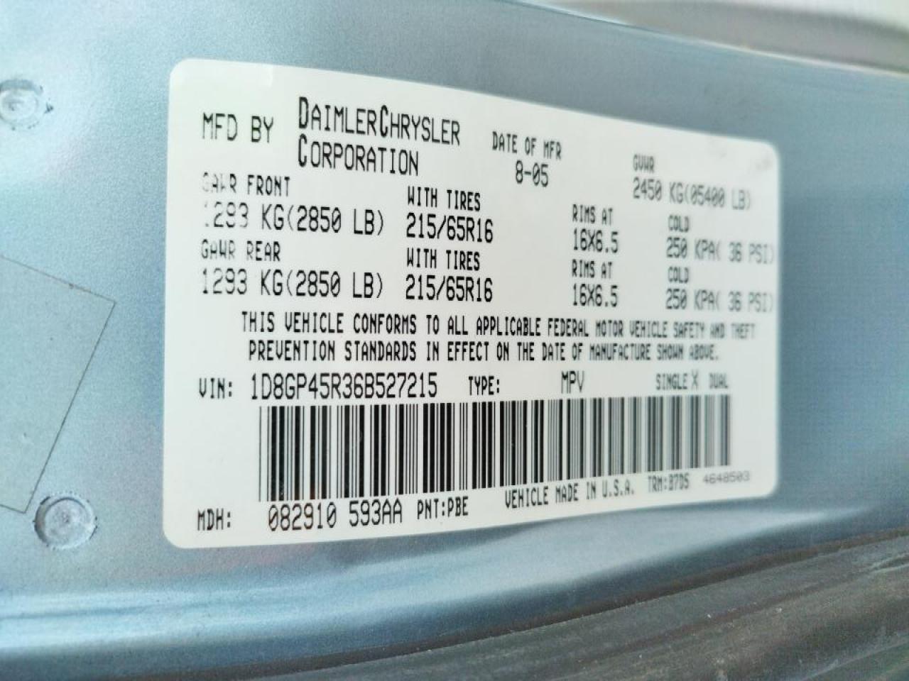 Photo 10 from auction – 2006 DODGE CARAVAN SX with VIN 1D8GP45R36B527215