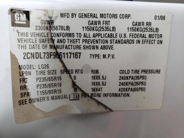 Photo 10 from auction – 2006 CHEVROLET EQUINOX LT with VIN 2CNDL73F966117167