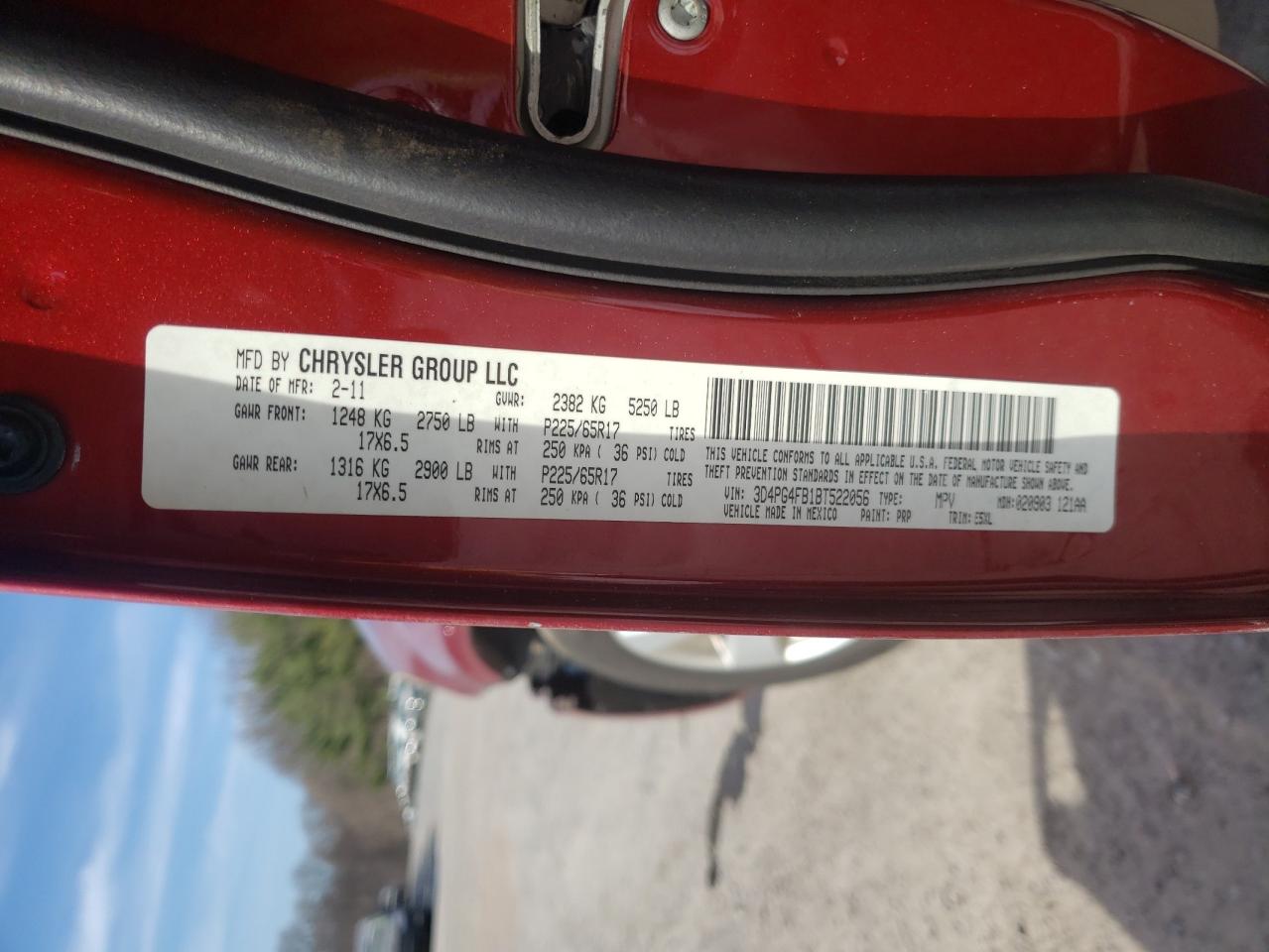 Photo 10 from auction – 2011 DODGE JOURNEY EX with VIN 3D4PG4FB1BT522056