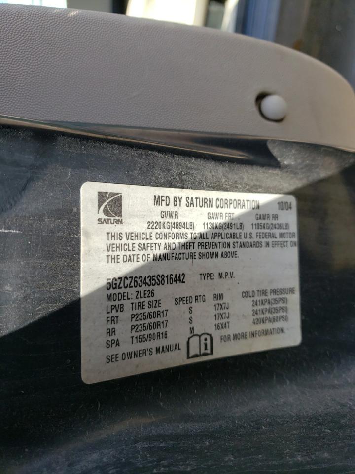 Photo 10 from auction – 2005 SATURN VUE with VIN 5GZCZ63435S816442