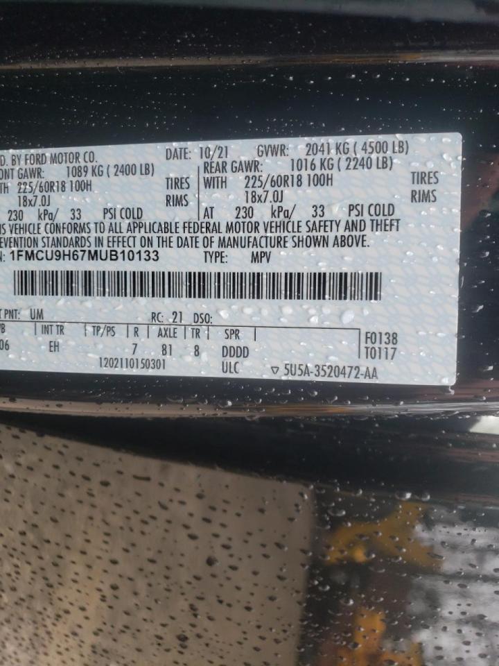 Photo 10 from auction – 2021 FORD ESCAPE SEL with VIN 1FMCU9H67MUB10133