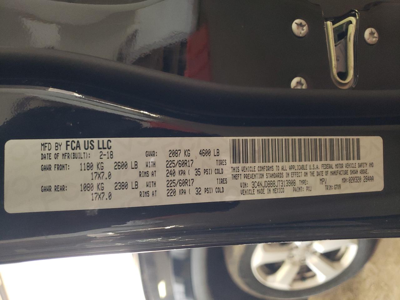 Photo 10 from auction – 2018 JEEP COMPASS LA with VIN 3C4NJDBB8JT313908