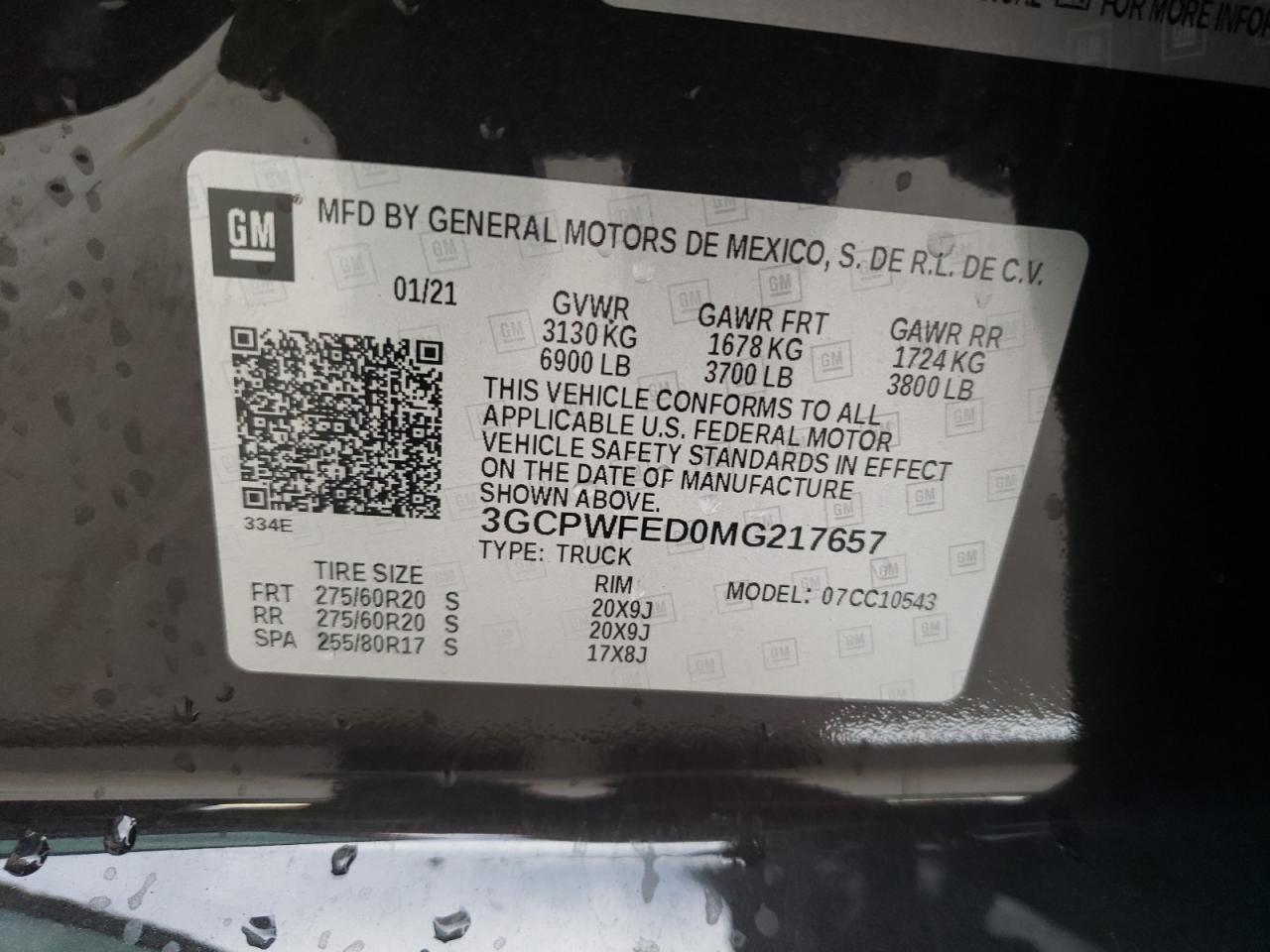 Photo 10 from auction – 2021 CHEVROLET SILVERADO with VIN 3GCPWFED0MG217657