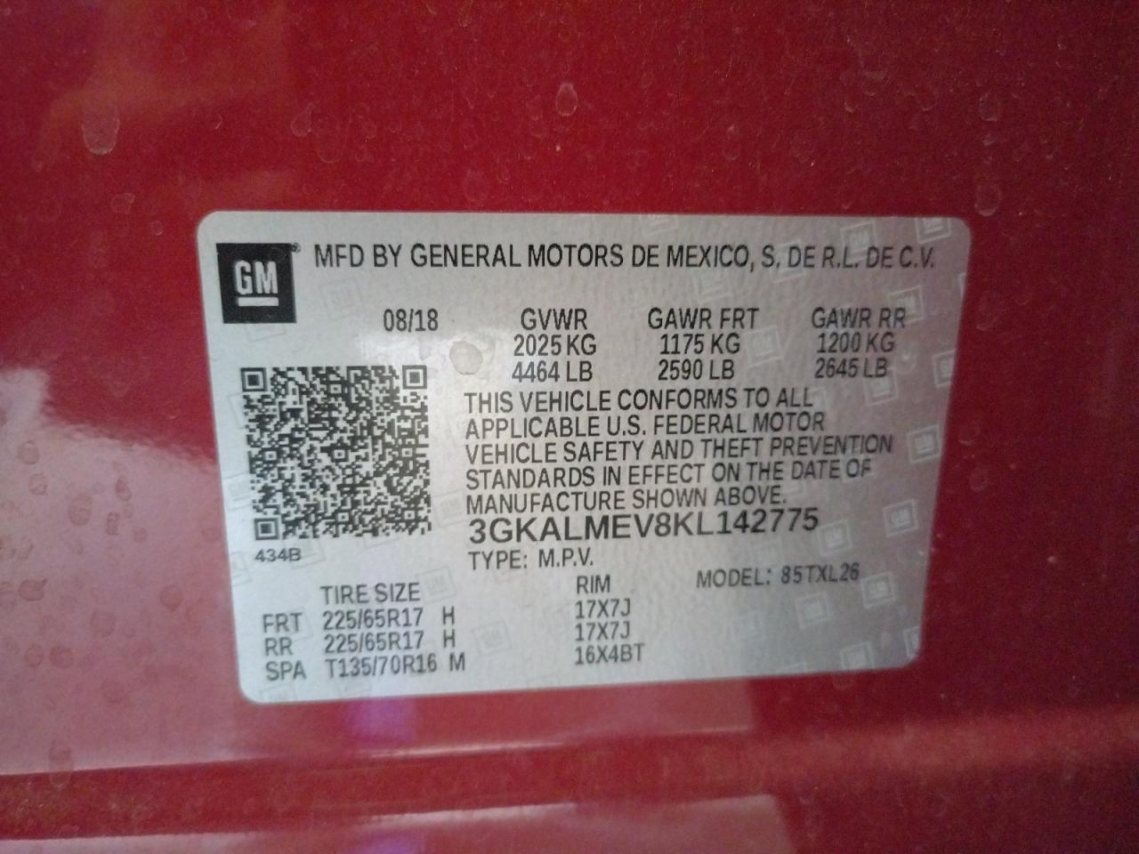 Photo 10 from auction – 2019 GMC TERRAIN SL with VIN 3GKALMEV8KL142775