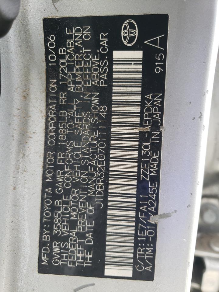 Foto 10 de la subasta – 2007 TOYOTA COROLLA CE con VIN JTDBR32E070111148