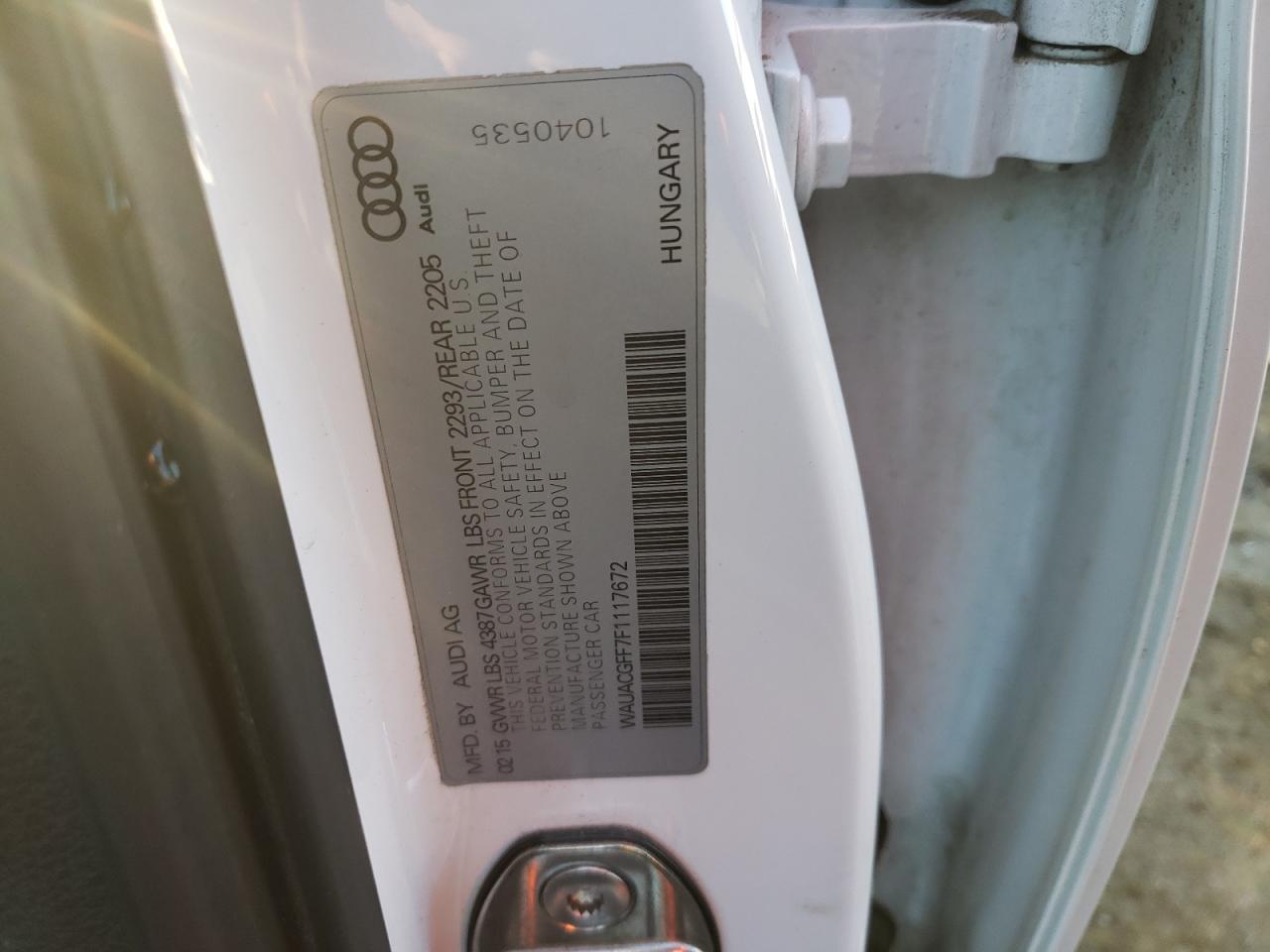 Photo 10 from auction – 2015 AUDI A3 PREMIUM with VIN WAUACGFF7F1117672