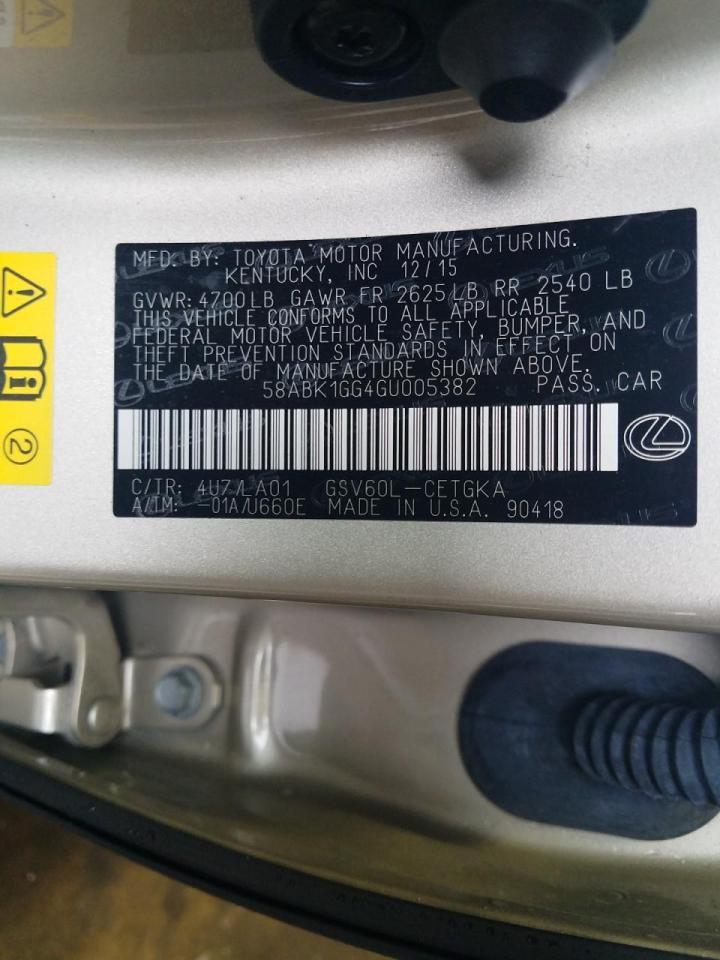 Photo 10 from auction – 2016 LEXUS ES 350 with VIN 58ABK1GG4GU005382