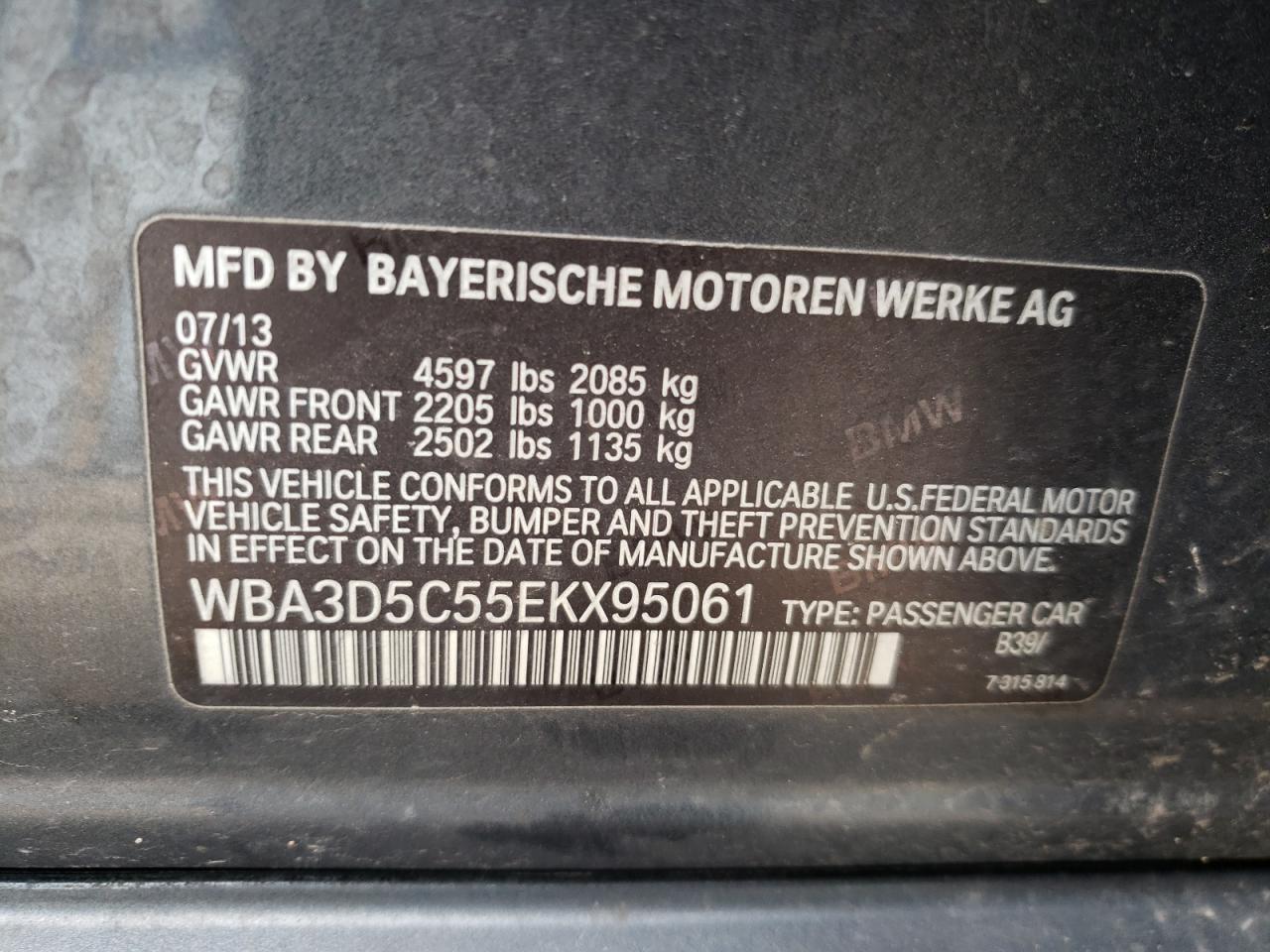 Photo 10 from auction – 2014 BMW 328 D XDRI with VIN WBA3D5C55EKX95061