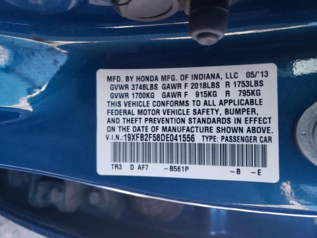 Photo 10 from auction – 2013 HONDA CIVIC LX with VIN 19XFB2F58DE041556