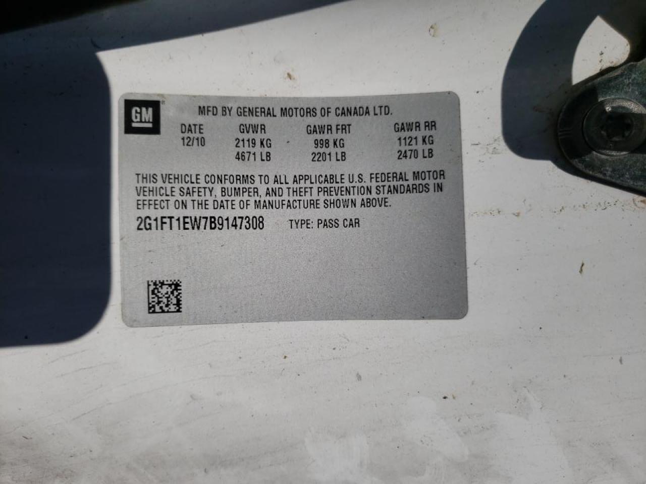 Photo 10 from auction – 2011 CHEVROLET CAMARO 2SS with VIN 2G1FT1EW7B9147308