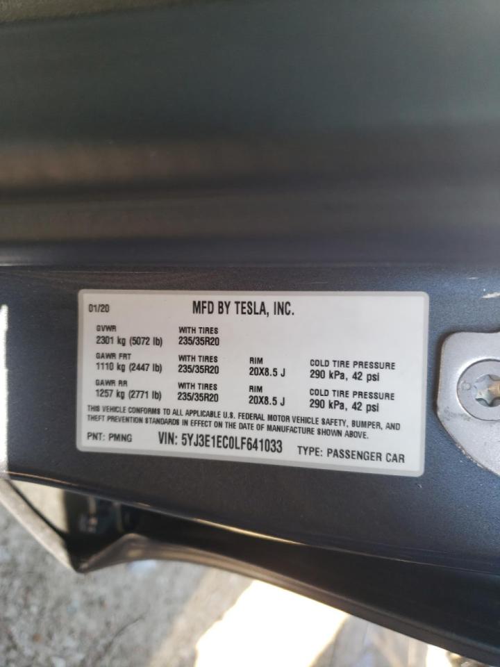 Photo 10 from auction – 2020 TESLA MODEL 3 with VIN 5YJ3E1EC0LF641033