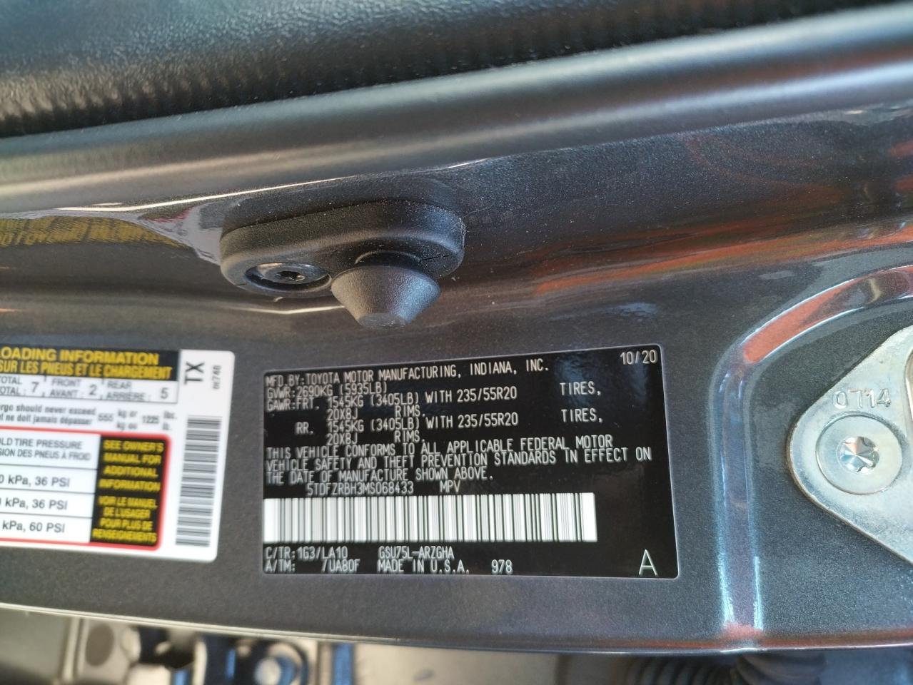 Zdjęcie 10 z aukcji – 2021 TOYOTA HIGHLANDER z VIN 5TDFZRBH3MS068433