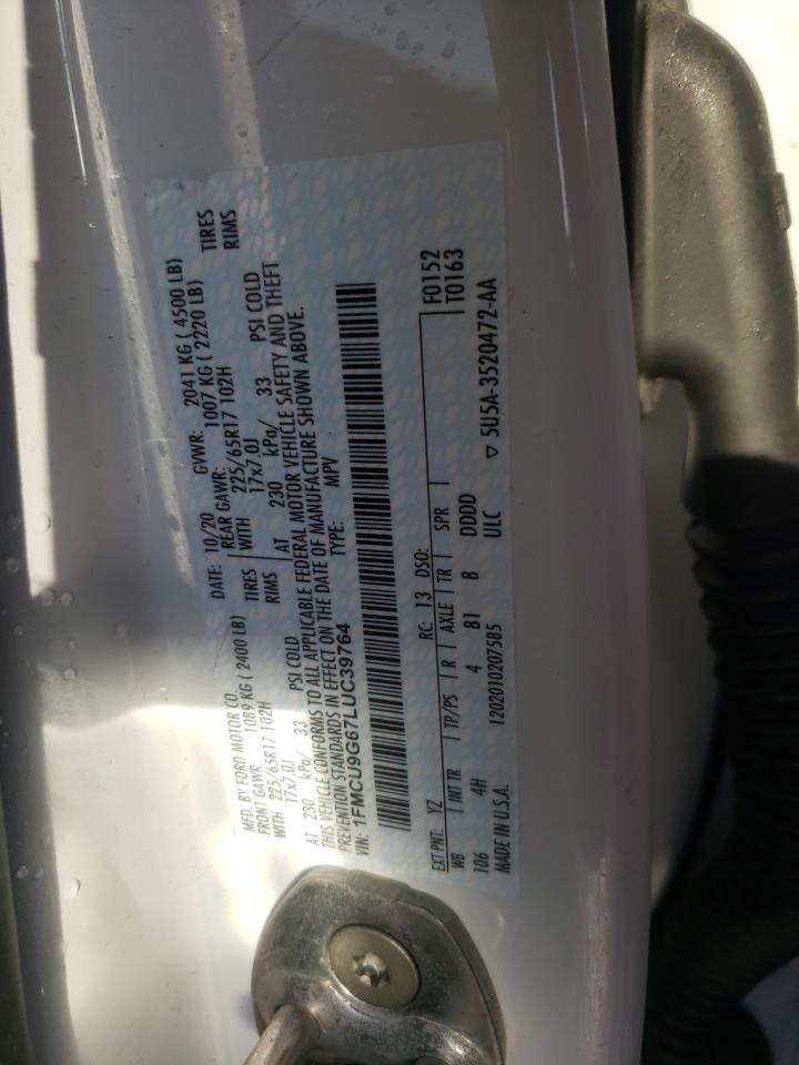 Photo 10 from auction – 2020 FORD ESCAPE SE with VIN 1FMCU9G67LUC39764