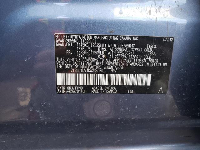 Photo 10 from auction – 2012 TOYOTA RAV4 with VIN 2T3BF4DV1CW235060