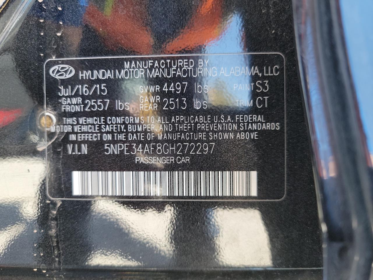 Photo 10 from auction – 2016 HYUNDAI SONATA SPO with VIN 5NPE34AF8GH272297