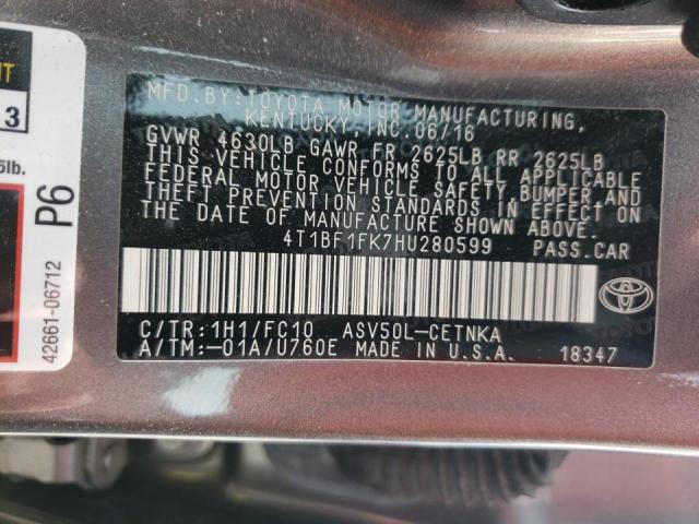 Photo 10 from auction – 2017 TOYOTA CAMRY LE with VIN 4T1BF1FK7HU280599