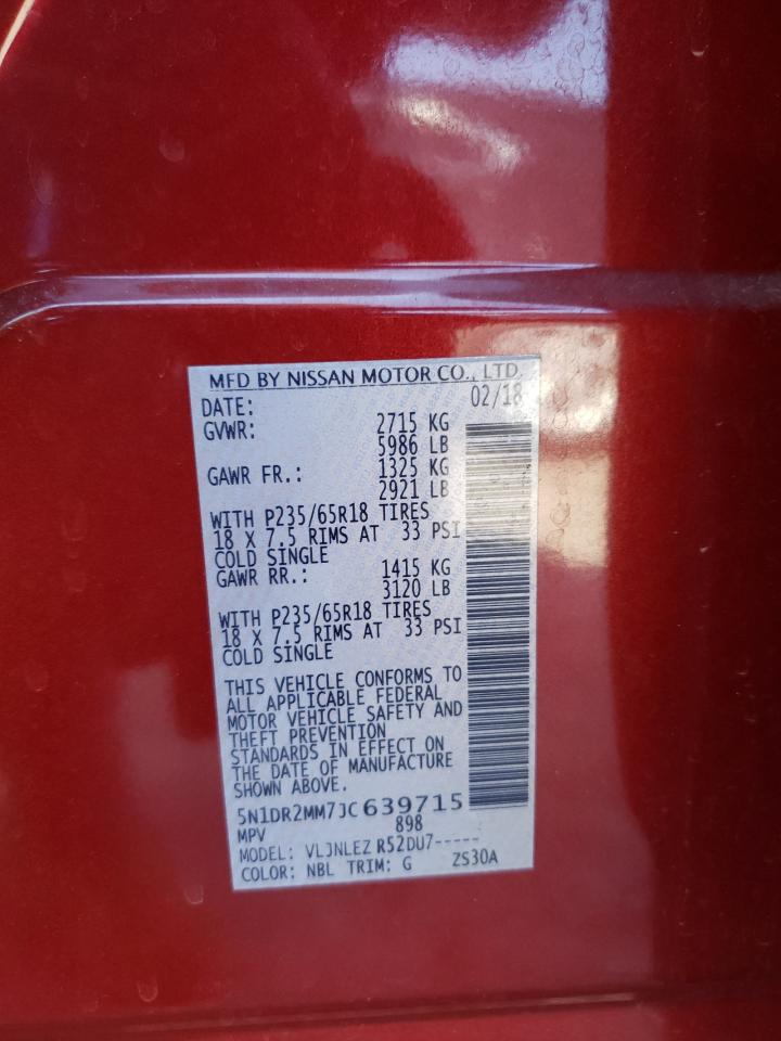 Photo 10 from auction – 2018 NISSAN PATHFINDER with VIN 5N1DR2MM7JC639715