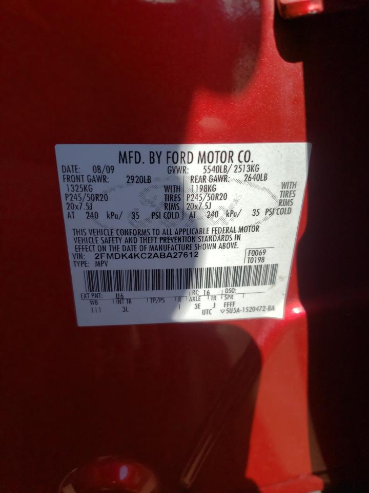 Photo 10 from auction – 2010 FORD EDGE LIMIT with VIN 2FMDK4KC2ABA27612