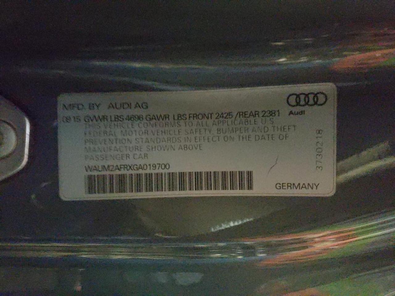 Photo 10 from auction – 2016 AUDI A5 PREMIUM with VIN WAUM2AFRXGA019700