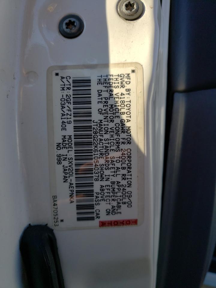 Photo 10 from auction – 2001 TOYOTA CAMRY CE with VIN JT2BG22K610540378