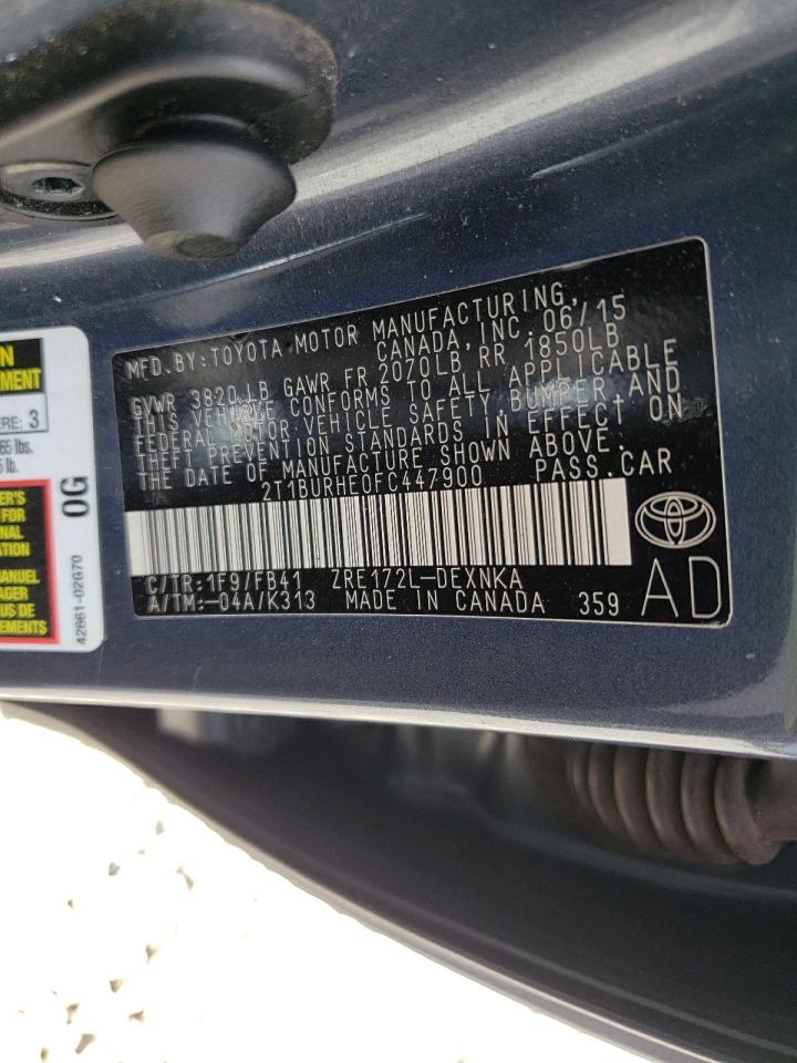 Photo 10 from auction – 2015 TOYOTA COROLLA L with VIN 2T1BURHE0FC447900