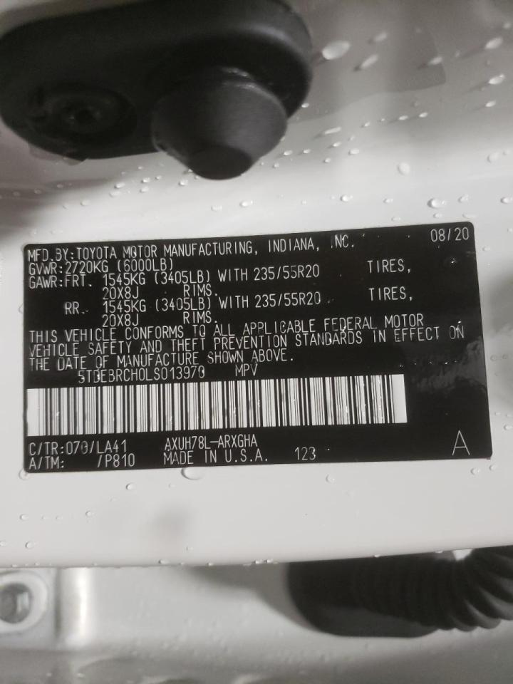 Photo 10 from auction – 2020 TOYOTA HIGHLANDER with VIN 5TDEBRCH0LS013970