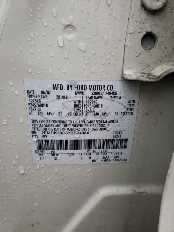 Photo 10 from auction – 2007 FORD EDGE SEL P with VIN 2FMDK39C87BB24984