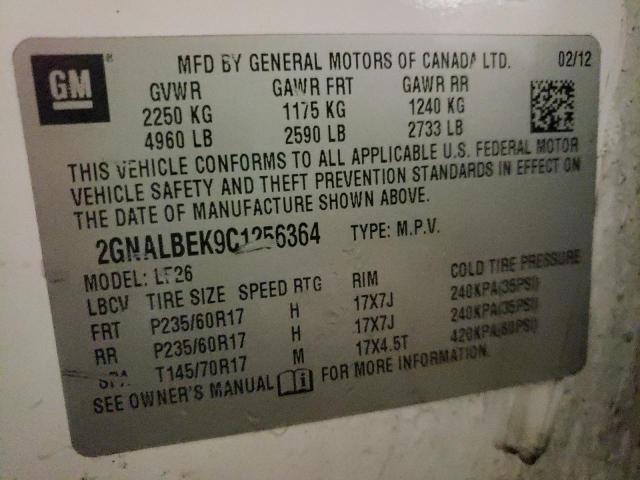Photo 10 from auction – 2012 CHEVROLET EQUINOX LS with VIN 2GNALBEK9C1256364