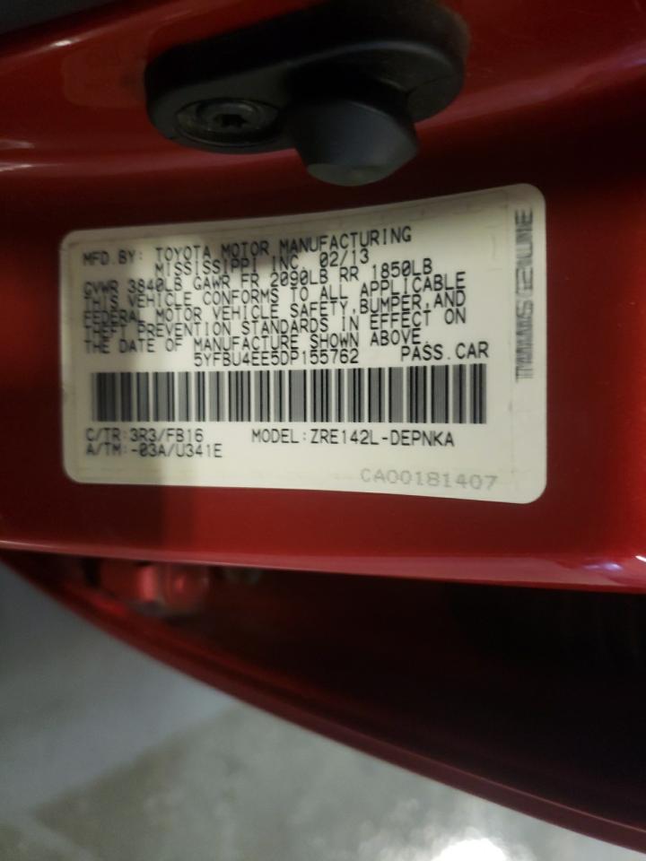 Photo 10 from auction – 2013 TOYOTA COROLLA BA with VIN 5YFBU4EE5DP155762