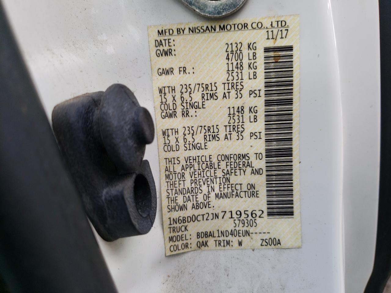 Photo 10 from auction – 2018 NISSAN FRONTIER S with VIN 1N6BD0CT2JN719562